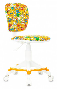 Кресло детское CH-W204/F/BANG Бюрократ CH-W204/F оранжевый бэнг крестов. пластик подст.для ног пластик белый